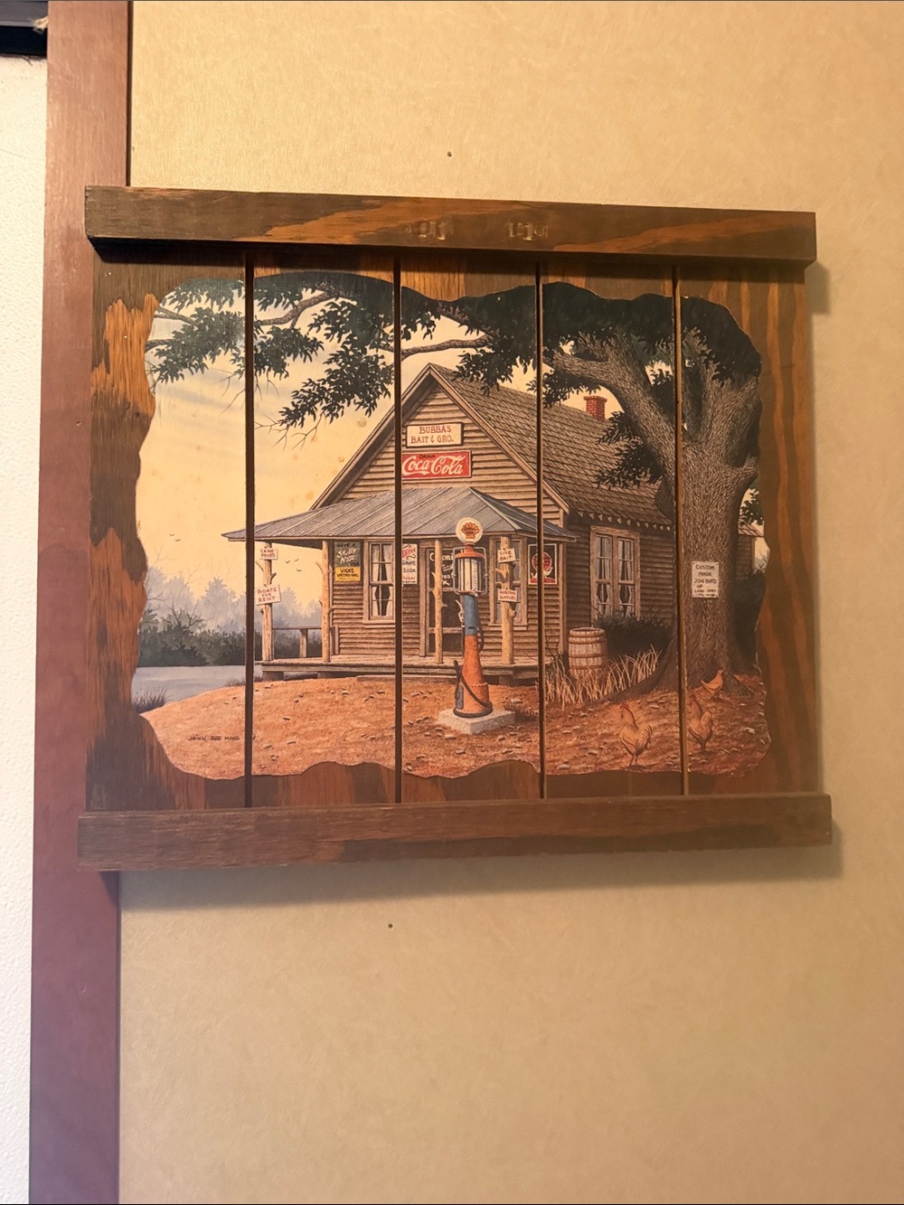 Coca Cola Rustic Country Store Wall Art in Brown and Cream